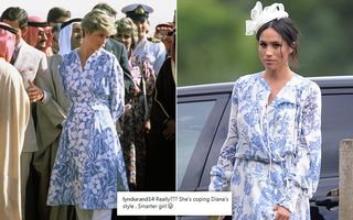 Meghan Markle a purtat un imprimeu aproape identic cu unul purtat de Prințesa Diana