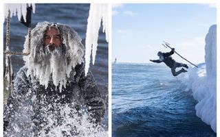 Poseidon înfruntă gerul: Surferii cu pletele înghețate au sfidat Vortexul Polar