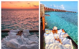 Somn ușor, vise plăcute, stelele să te sărute! 18 imagini cu hotelul din Maldive în care dormi deasupra apei și sub cerul liber