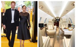 Cum arată în interior avionul privat cu care Meghan Markle și Prințul Harry au plecat în vacanță: Dotări de lux și meniuri fine servite la bord