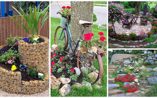 Aranjamente de grădină cu pietre și flori – 16 idei superbe