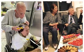 Bătrânul de 92 de ani care îi vopsește părul soției, povestea emoționantă din carantină