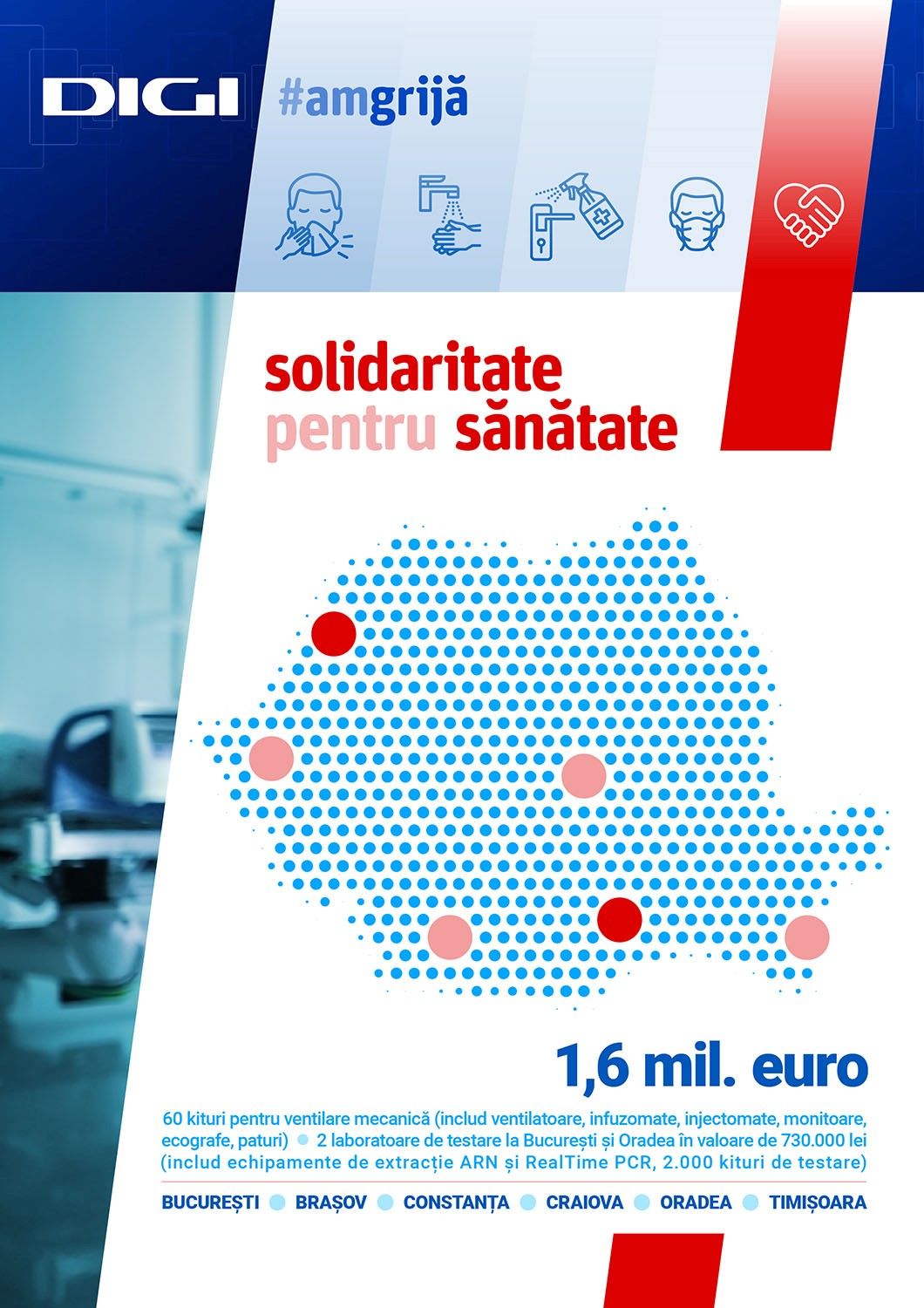 #VeștiBune: Grupul Digi donează echipamente medicale de peste 1,6 milioane de euro