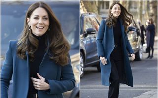 Ținută cu buget redus: Kate Middleton a purtat o pereche de pantaloni de 700 de lei și cercei de 42 de lei la prima apariție din 2022