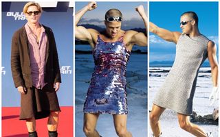 Brad Pitt a purtat o fustă pe covorul roșu, dar nu e prima dată: Actorul aștepta acest moment din anul 2004