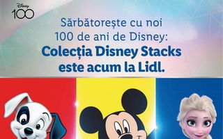 Lidl România sărbătorește 100 de ani de existență a universului Disney, prin lansarea colecției de figurine Disney Stacks, ce cuprinde personaje din faimoasele desene animate