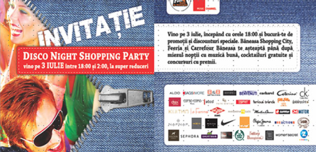 Disco Night Shopping Party pe 3 iulie in Baneasa Shopping City
