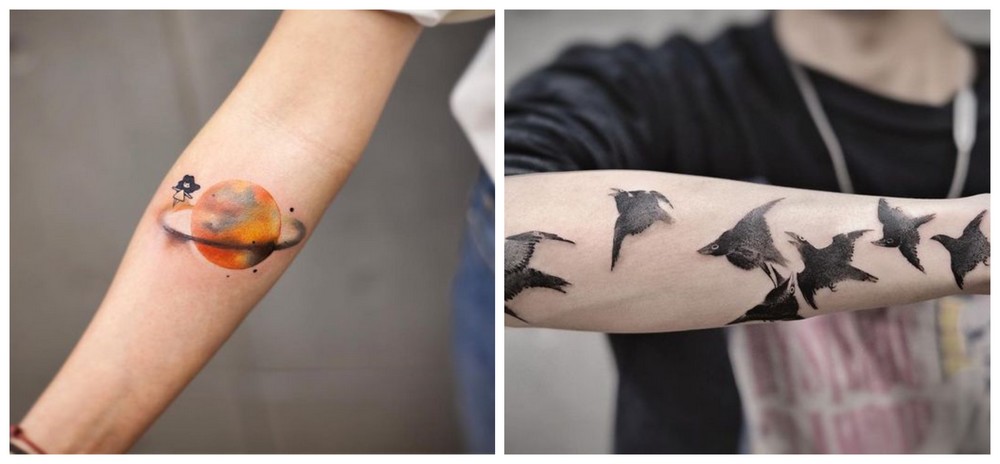 Tatuajele pictură. 34 de modele care par desprinse dintr-un basm